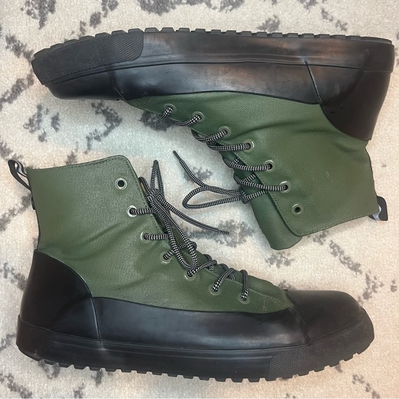 HUNTER Green Waterproof Canvas High Top Lace Up Rain Boots Sneakers main image 7